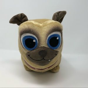 Disney ROLLY Pug Plush Puppy Dog Pals Brown Red Collar 12” Stuffed Animal
